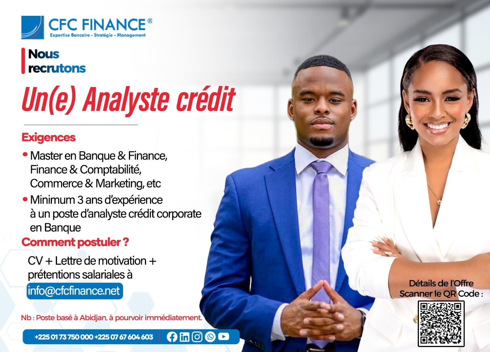 CFC FINANCE recrute plusieurs profils - Poste immédiat ! - Projobivoire